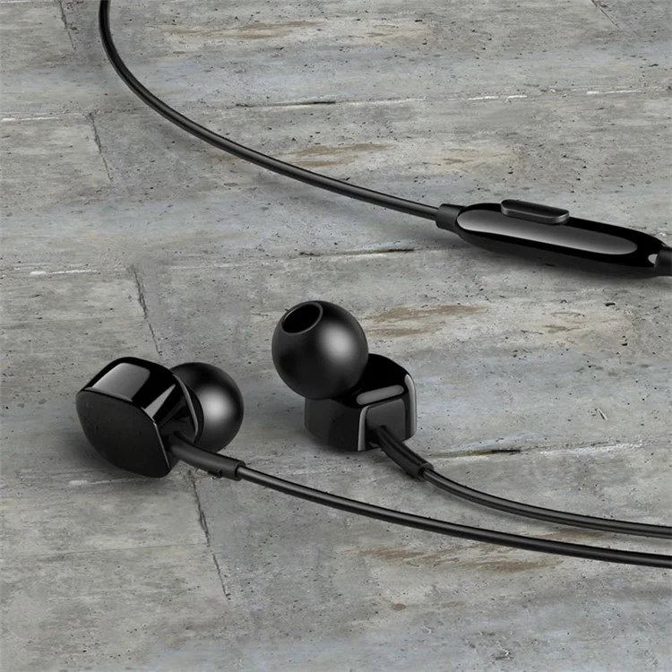 USAMS EP-21 Wired Control In-ear Earphone Stereo Headphone with Mic for iPhone Samsung Huawei – Black