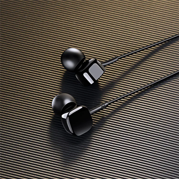 USAMS EP-21 Wired Control In-ear Earphone Stereo Headphone with Mic for iPhone Samsung Huawei – Black