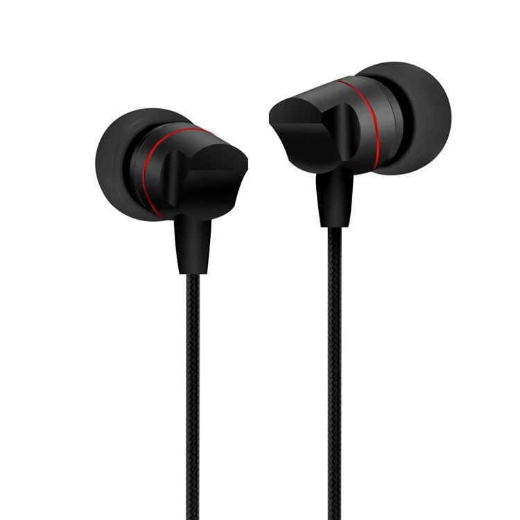 JOYROOM E207 Woven Pattern 3.5mm In-ear Earbud Earphone with Microphone for iPhone Samsung - Black