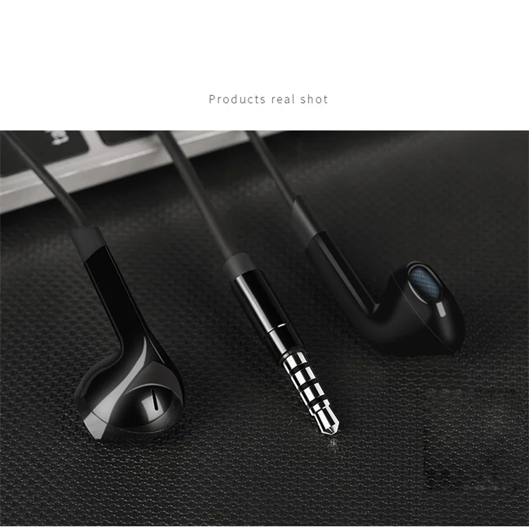 LANGSDOM E6U 3.5mm Half In-Ear Wired Earphone Headset with Microphone for iPhone Samsung LG - Black