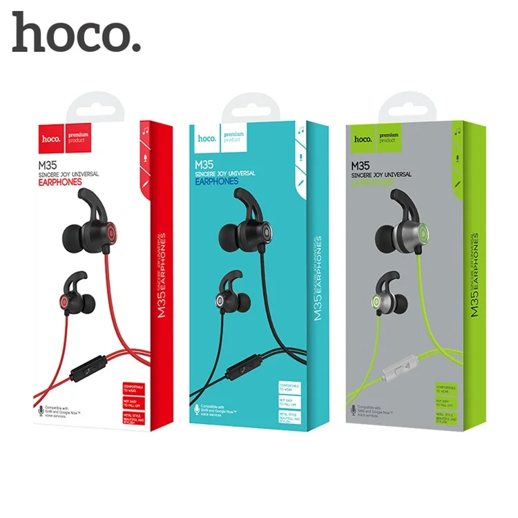 HOCO M35 Sincere Joy Universal 3.5mm Wired In-ear Headphone with Mic for iPhone Samsung - Black