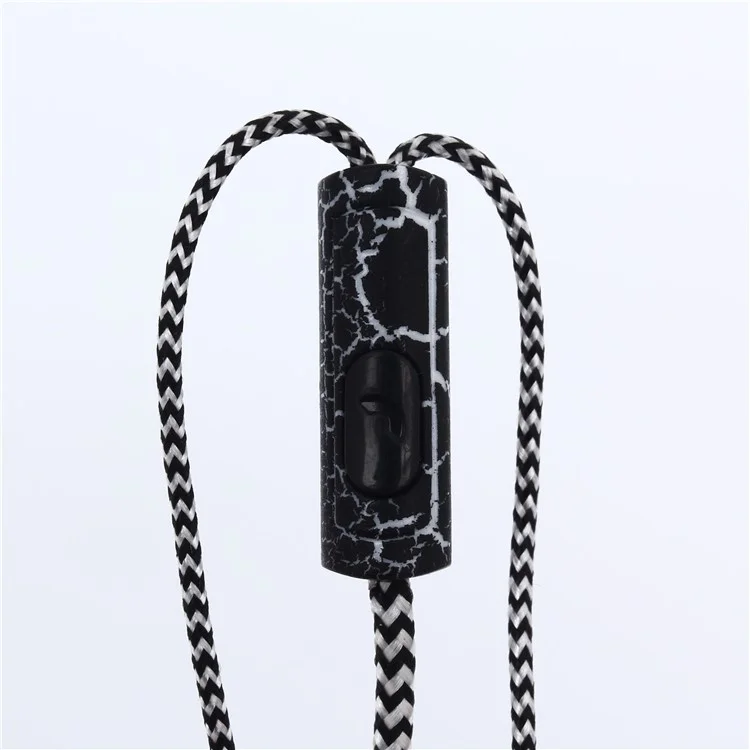 Crackle Texture Woven Pattern 3.5mm In-ear Stereo Earphone with Microphone for iPhone Samsung Huawei - Black