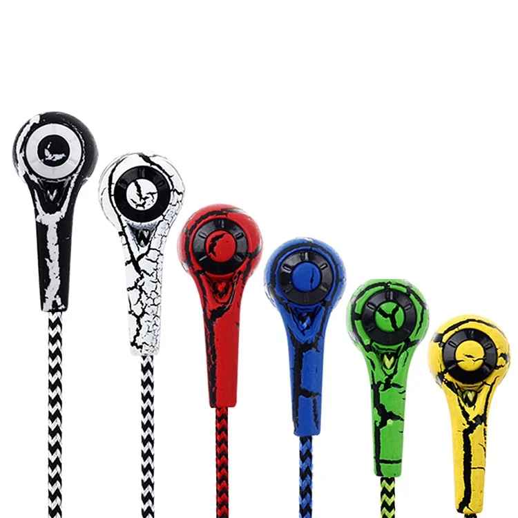 Crackle Texture Woven Pattern 3.5mm In-ear Stereo Earphone with Microphone for iPhone Samsung Huawei - Black