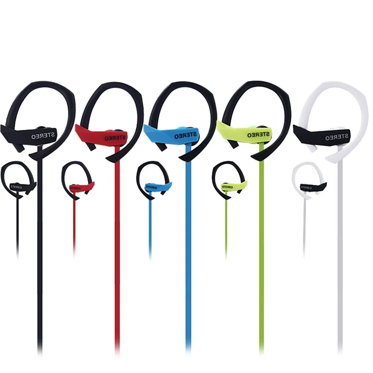 Noodle 3.5mm Ear-hook Super Bass Earphone with Mic for iPhone Samsung Sony - Black