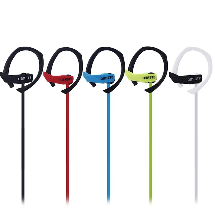 Noodle 3.5mm Ear-hook Super Bass Earphone with Mic for iPhone Samsung Sony - Black