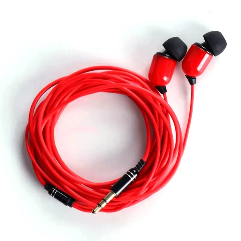 3 Meters Long In-ear Wired Earphone 3.5mm Headset - Red