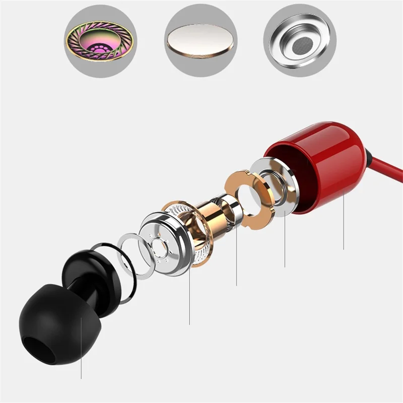 3 Meters Long In-ear Wired Earphone 3.5mm Headset - Red