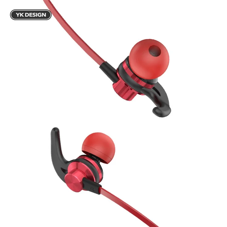 Red - YK R5 3.5mm Magnetic Sports In-ear Earphone with Mic / Volume Control