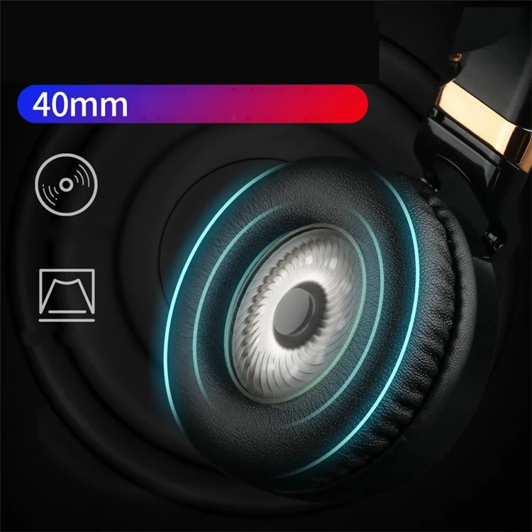 PICUN C60 3.5mm Over Ear Headphone 4D Surround Sound Bass Headset with Mic - All Black