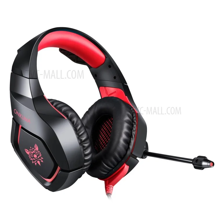 Onikuma K1-B 3,5 mm Stéréo USB LED Casque de Jeu de Jeu Avec Microphone Avec Microphone - Rouge