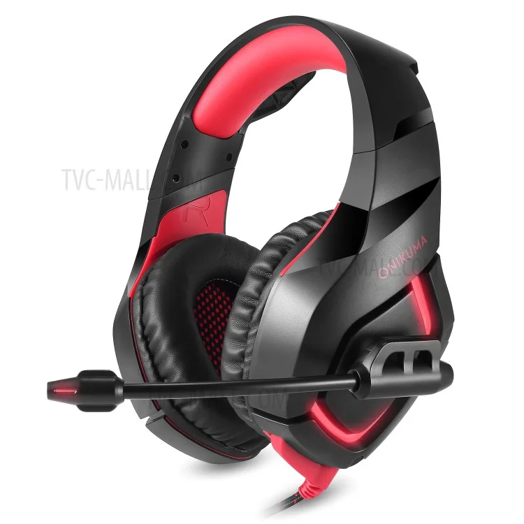 Onikuma K1-B 3,5 mm Stéréo USB LED Casque de Jeu de Jeu Avec Microphone Avec Microphone - Rouge