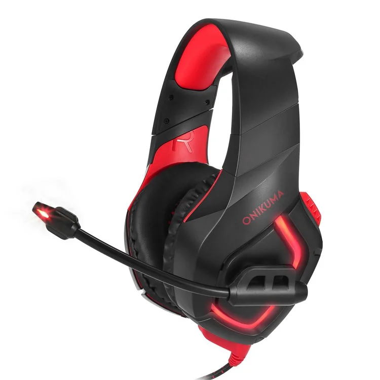 Onikuma K1-B 3,5 mm Stéréo USB LED Casque de Jeu de Jeu Avec Microphone Avec Microphone - Rouge