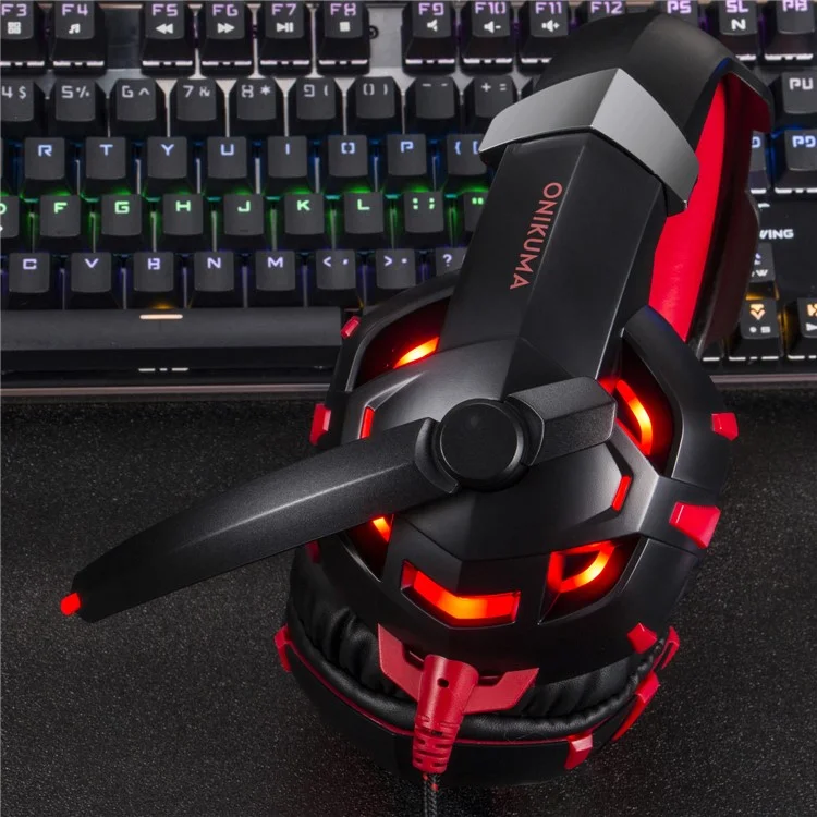 ONIKUMA K2 7.1 Channel USB LED Over-ear Gaming Headphone with Mic - Red