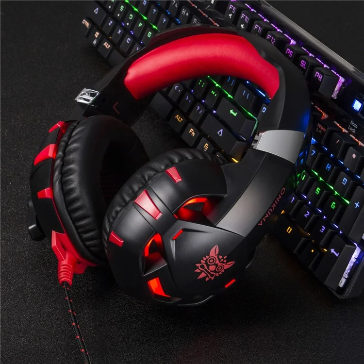 ONIKUMA K2 7.1 Channel USB LED Over-ear Gaming Headphone with Mic - Red