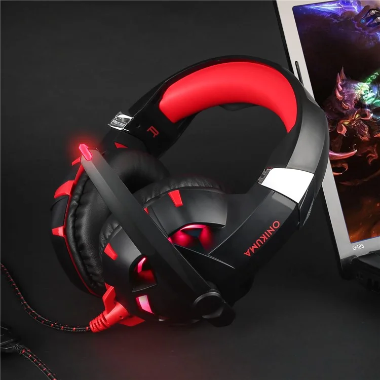 ONIKUMA K2 7.1 Channel USB LED Over-ear Gaming Headphone with Mic - Red