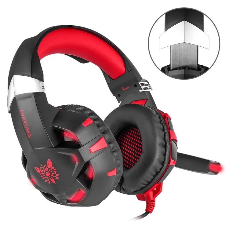 ONIKUMA K2 7.1 Channel USB LED Over-ear Gaming Headphone with Mic - Red