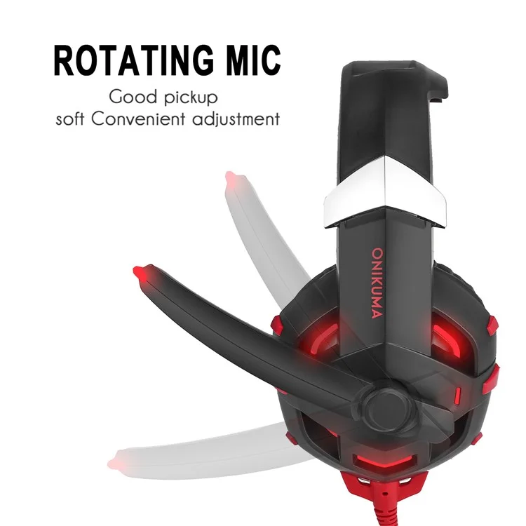 ONIKUMA K2 7.1 Channel USB LED Over-ear Gaming Headphone with Mic - Red
