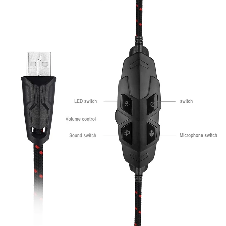 ONIKUMA K2 7.1 Channel USB LED Over-ear Gaming Headphone with Mic - Red