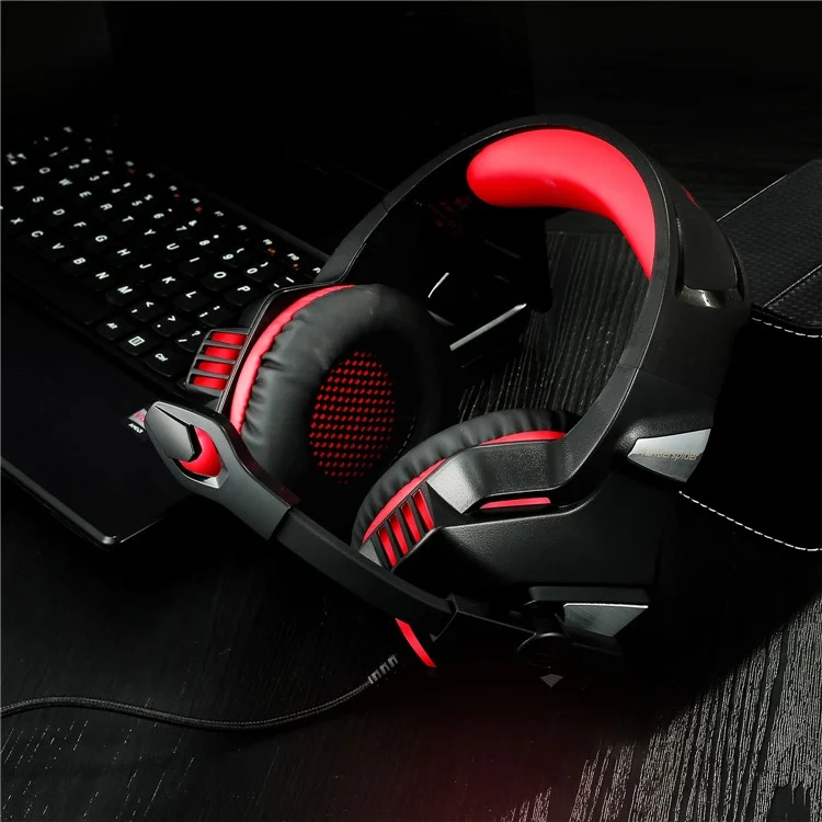 HUNTER SPIDER V3 USB LED Lights Over-ear Gaming Headset Built-in Mic - Red