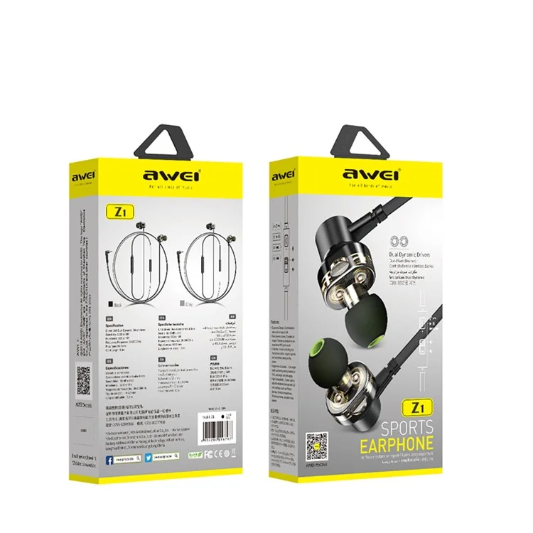 AWEI 3.5mm In-ear High Resolution Heavy Bass Magnetic Headphone Earbuds with Mic for MP3 Xiaomi iPhone Samsung Etc.