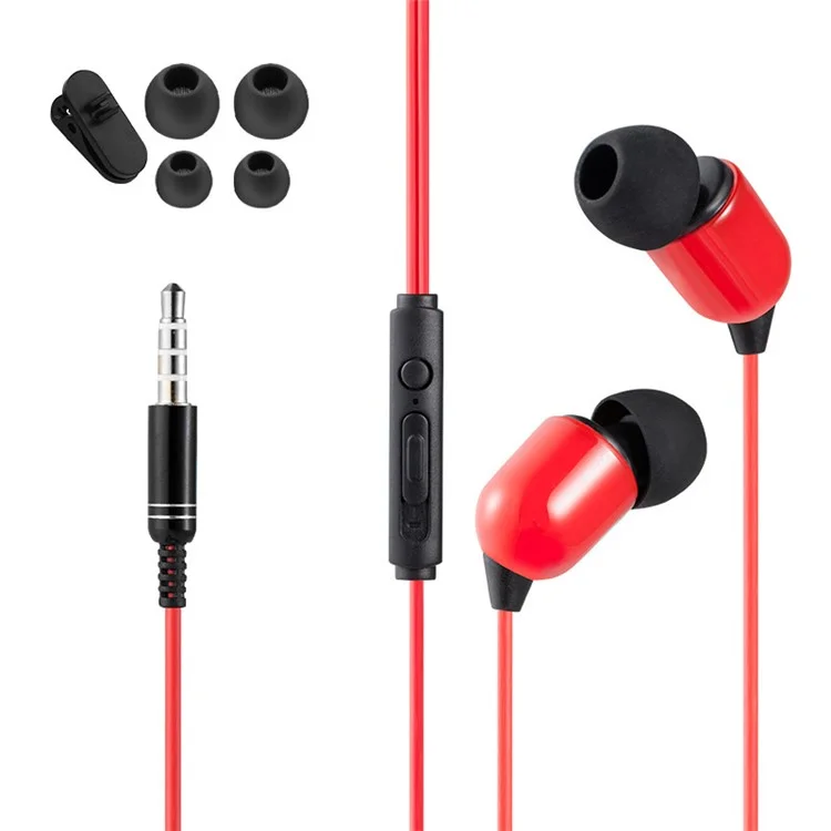 Universal 3.5mm Wired In-ear Earphone with Mic for iPhone Samsung(Cable Length: 3M) - Red