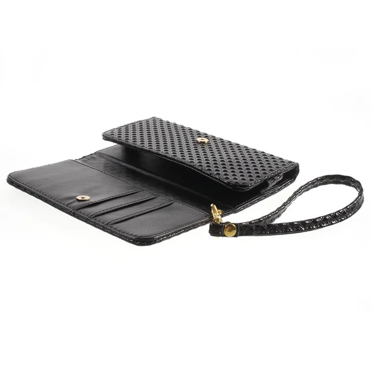 Diagonal Pattern Leather Purse Wallet Case for iPhone 6 Plus 6s Plus / Galaxy S6, Size: 161 x 78 x 10mm - Black