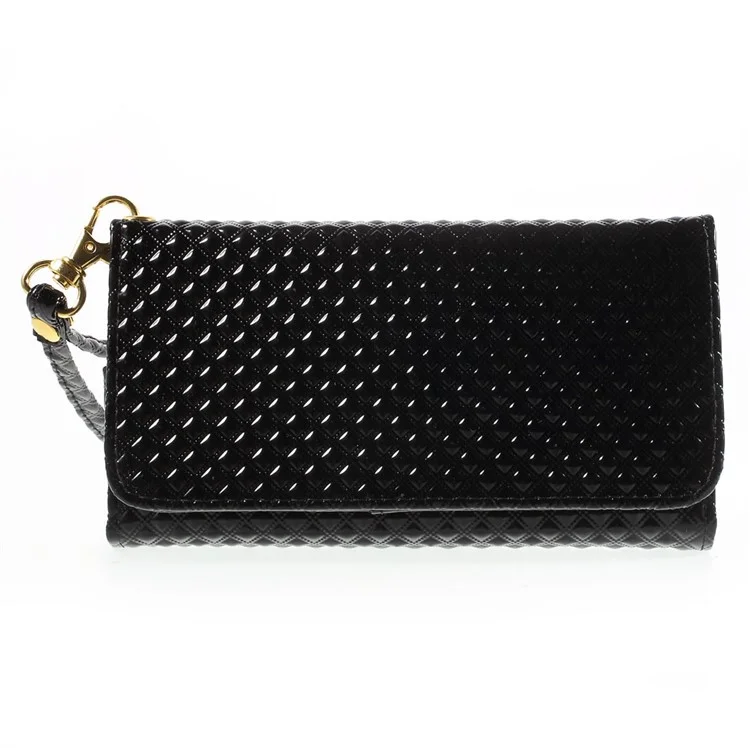 Diagonal Pattern Leather Purse Wallet Case for iPhone 6 Plus 6s Plus / Galaxy S6, Size: 161 x 78 x 10mm - Black