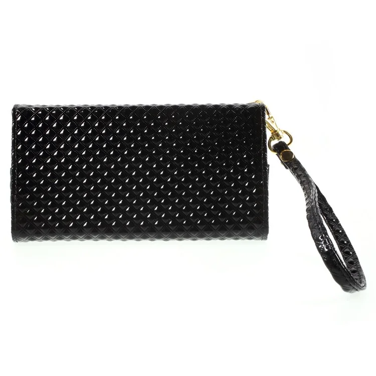 Diagonal Pattern Leather Purse Wallet Case for iPhone 6 Plus 6s Plus / Galaxy S6, Size: 161 x 78 x 10mm - Black
