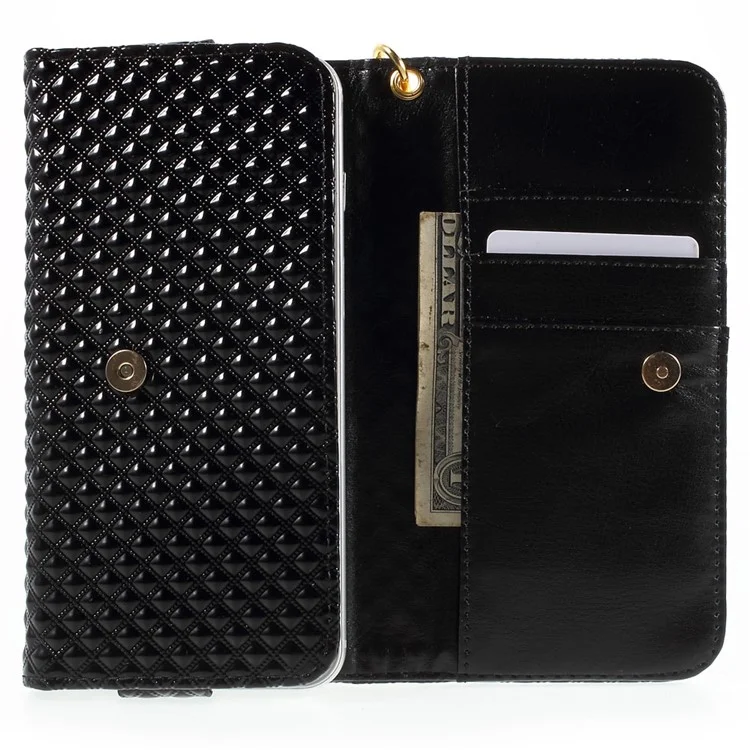 Diagonal Pattern Leather Purse Wallet Case for iPhone 6 Plus 6s Plus / Galaxy S6, Size: 161 x 78 x 10mm - Black