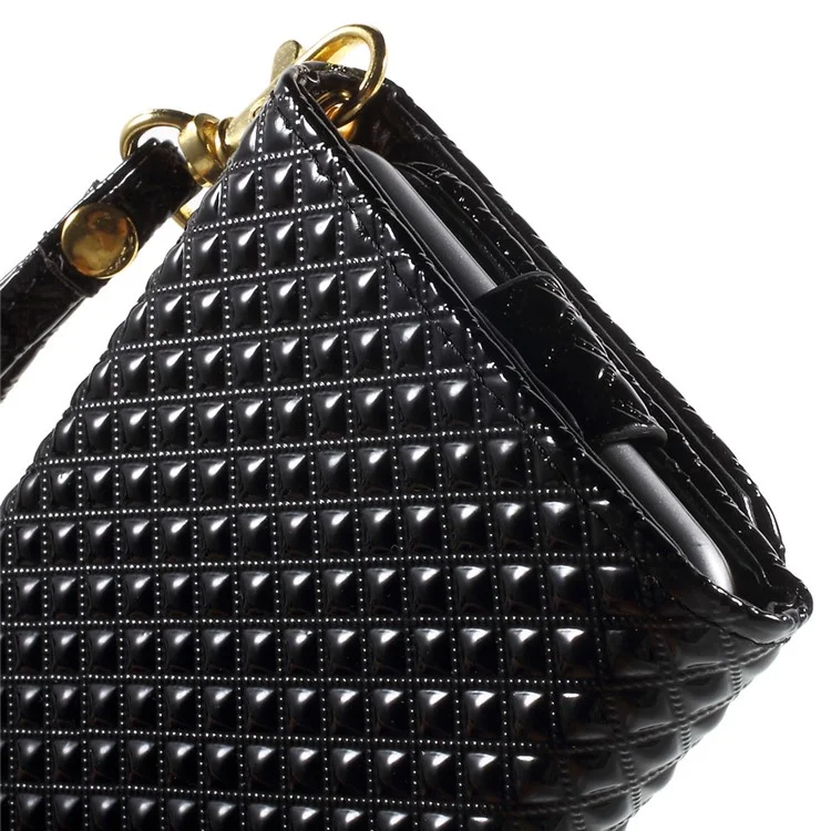 Diagonal Pattern Leather Purse Wallet Case for iPhone 6 Plus 6s Plus / Galaxy S6, Size: 161 x 78 x 10mm - Black