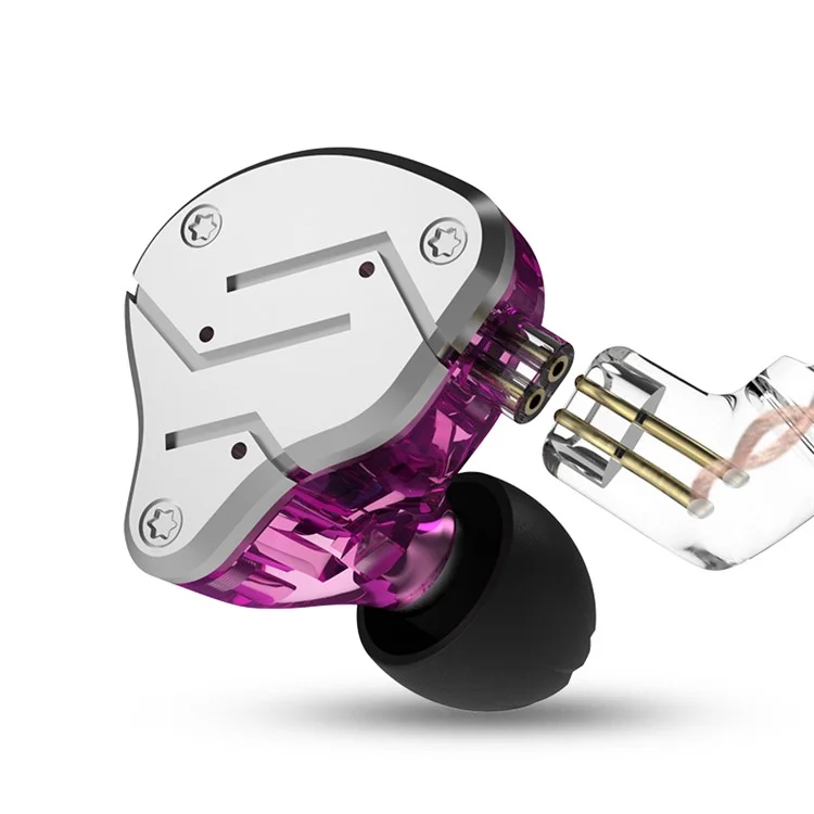 KZ ZSN Earphone High Fidelity 1 Dynamisch 1 Ausgeglichener Anker -treiber KZ Kopfhörer Ohne Mikrofon (standardversion) - Violett