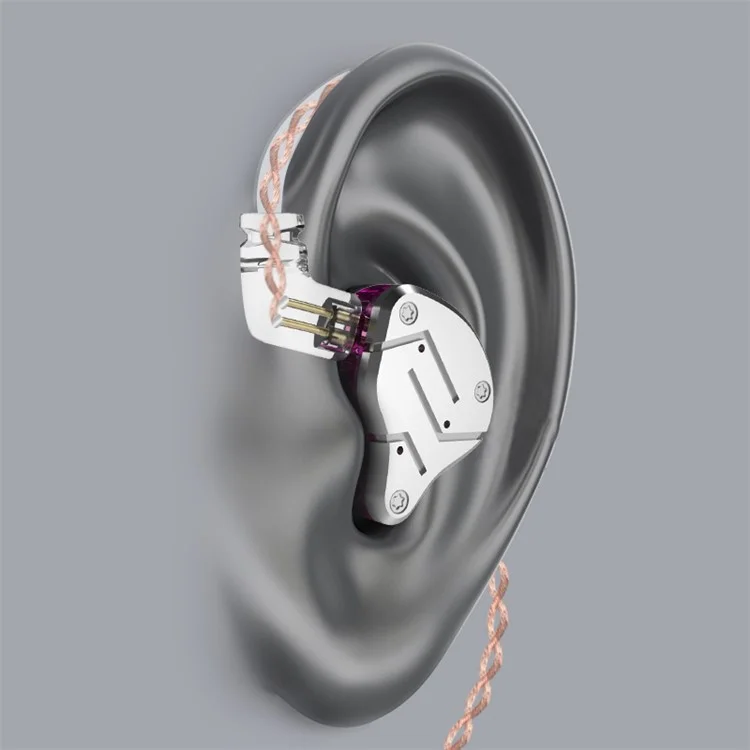 KZ ZSN Earphone High Fidelity 1 Dynamic 1 Balanced Armature Driver KZ Headphone (Microphone Version) - Purple