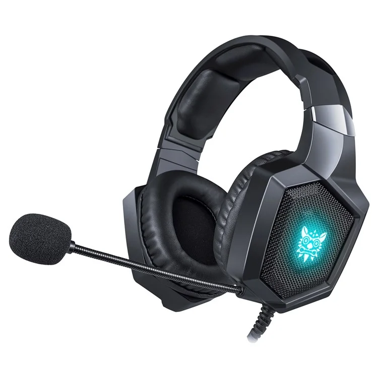 Onikuma K8 RGB Light Wired Headphone Gaming Headset Com Mic Para PS4 Xbox One Computer PC Gamer - Tudo Preto