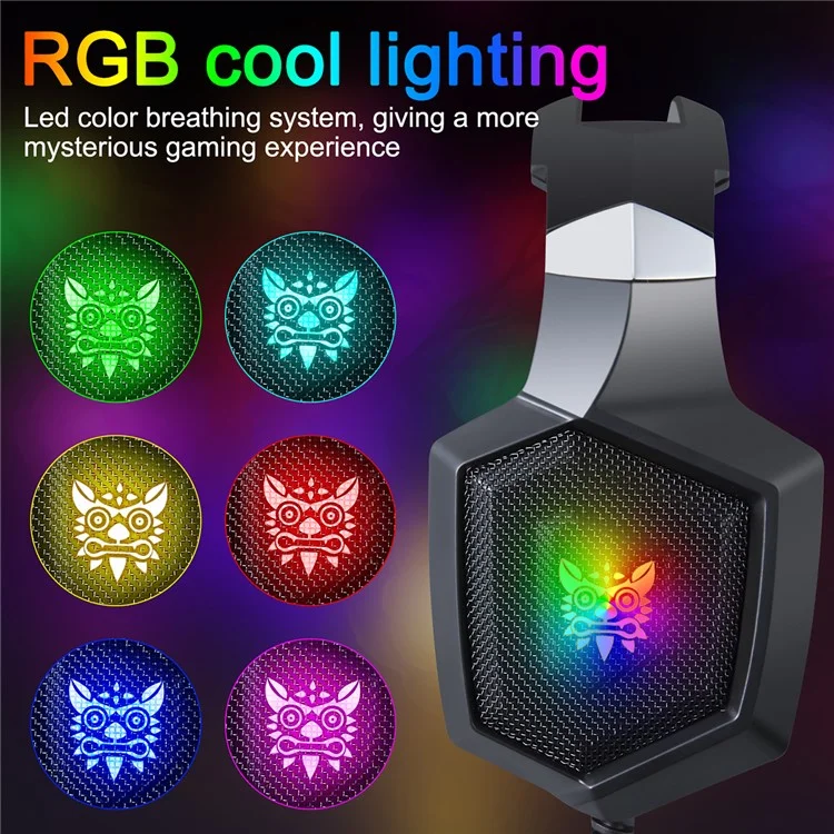 Onikuma K8 RGB Light Wired Headphone Gaming Hearpet с Микрофоном Для Компьютерного Компьютера PS4 Xbox One Gamer - Все Черное