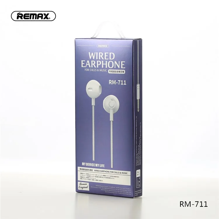 REMAX RM-711 3.5mm In-ear Wired Control Headset Build-in Mic - Black