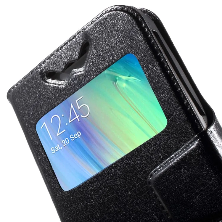 Crazy Horse Stand Leather Window Case for Samsung Galaxy A3, Size: 131 x 68 x 10mm - Black