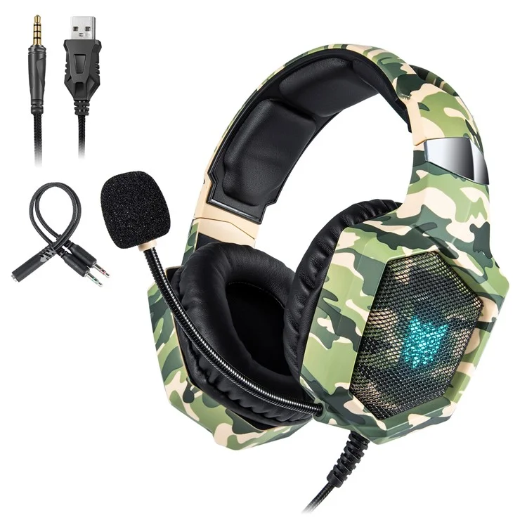 ONIKUMA K8 Camouflage Omnidirectional MIC USB Gaming Headset Wired Headphone - Green