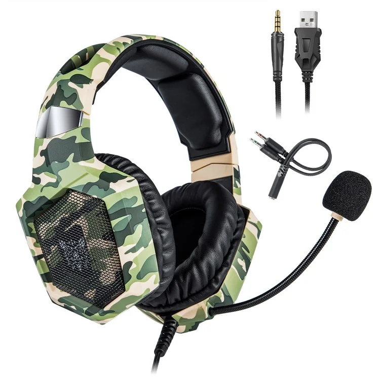 ONIKUMA K8 Camouflage Omnidirectional MIC USB Gaming Headset Wired Headphone - Green