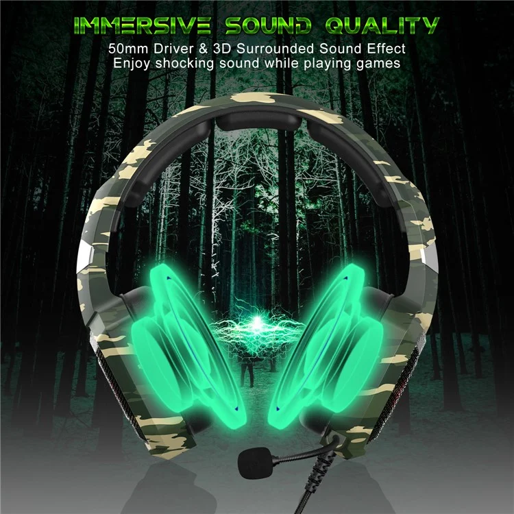 ONIKUMA K8 Camouflage Omnidirectional MIC USB Gaming Headset Wired Headphone - Green