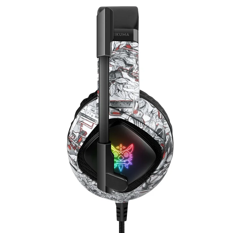 ONIKUMA K19 Camouflage Wired Gaming Heaset PS4 PC Gamer Stereo Headphones with Mic and LED Light - White
