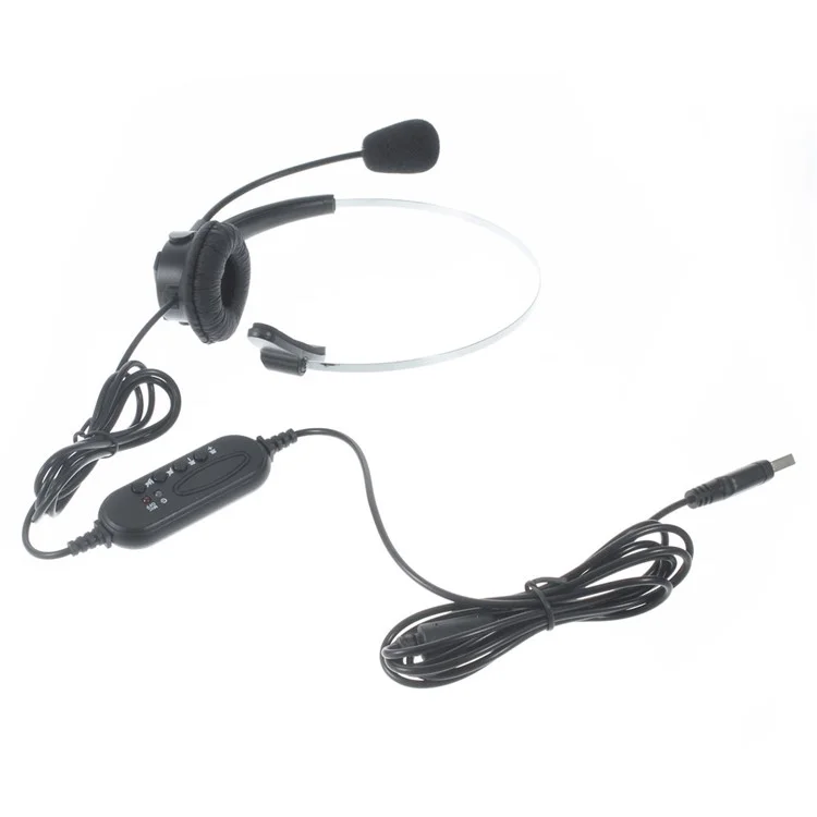 USB Single-Sided Headset with Microphone Support Recording Volume Control Mute HT102U