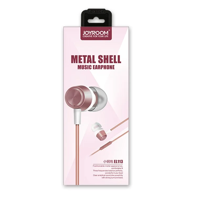 JOYROOM Heavy Bass Wired Earphone with Mic Volume Control (EL113) - Rose Gold Color