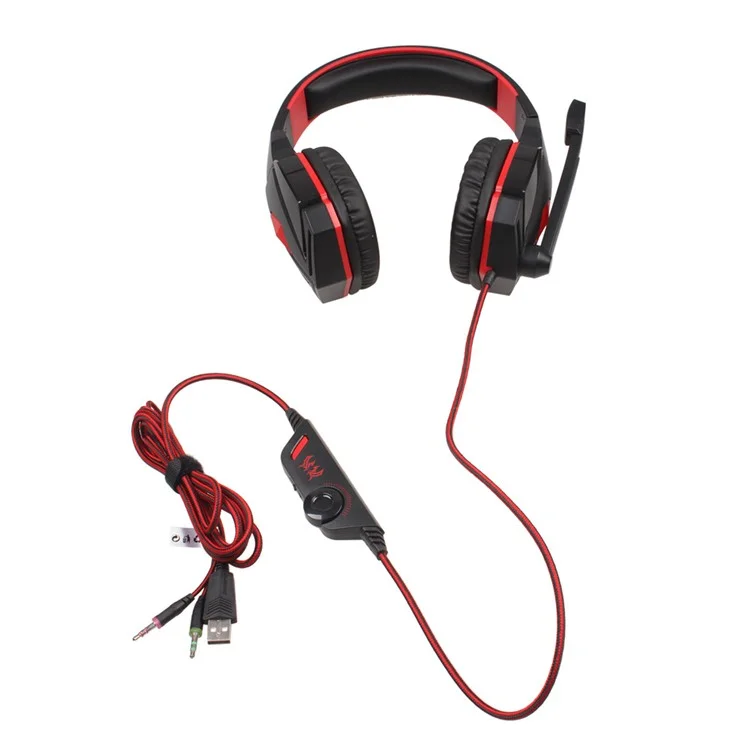 KOTION EACH G4000 HiFi Stereo Gaming Headphone with Mic Volume Control - Black / Red