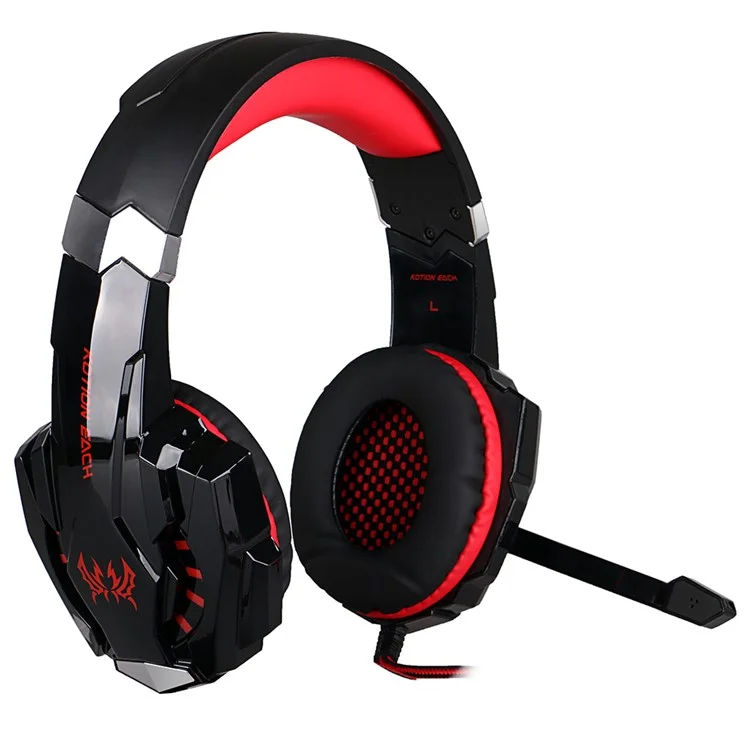 KOTION EACH G9000 USB 7.1 Surround Sound Gaming Headphone with Mic LED Light - Black / Red