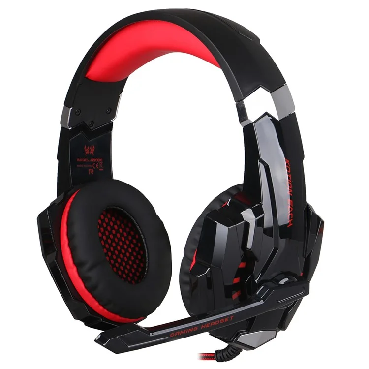 KOTION EACH G9000 USB 7.1 Surround Sound Gaming Headphone with Mic LED Light - Black / Red