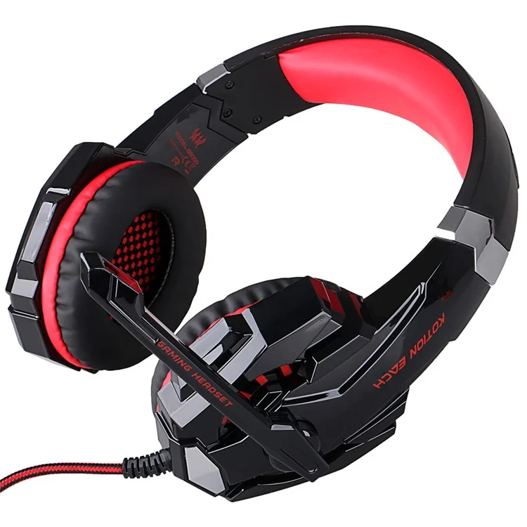 KOTION EACH G9000 USB 7.1 Surround Sound Gaming Headphone with Mic LED Light - Black / Red