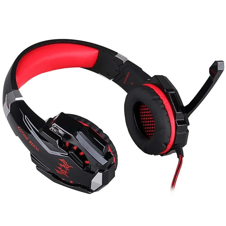 KOTION EACH G9000 USB 7.1 Surround Sound Gaming Headphone with Mic LED Light - Black / Red