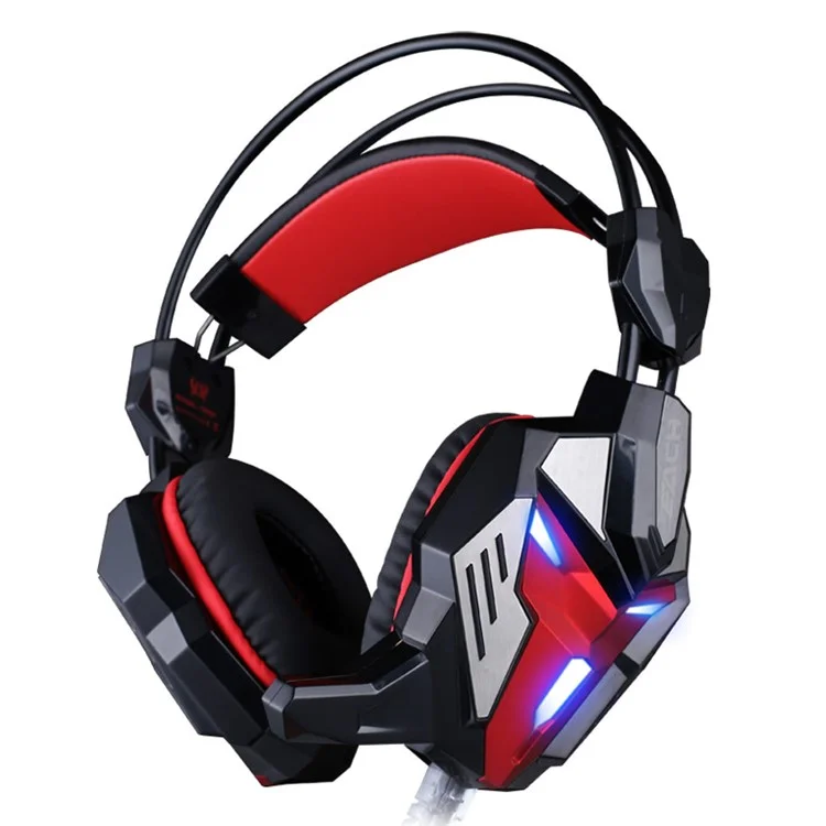 KOTION EACH G3100 3.5mm USB Vibration Game Headphone with Mic LED Light - Black / Red