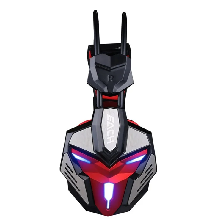 KOTION EACH G3100 3.5mm USB Vibration Game Headphone with Mic LED Light - Black / Red