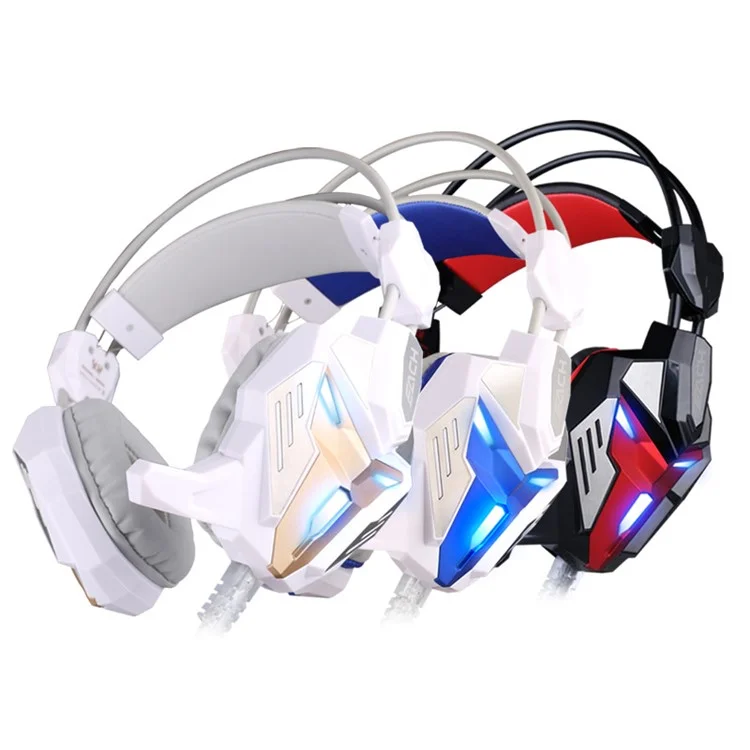 KOTION EACH G3100 3.5mm USB Vibration Game Headphone with Mic LED Light - Black / Red